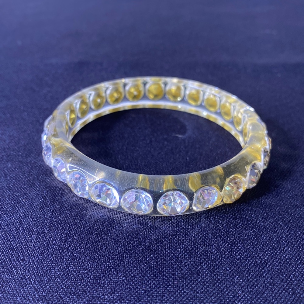 Champagne Lucite Rhinestone Bangle
